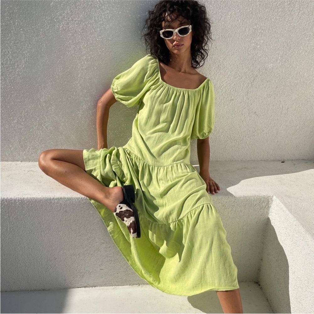 Lisa says gah joni Puff-Sleeve Tiered Maxi Dress